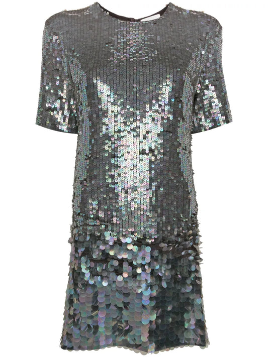 Sequinned Mini Shirt Dress