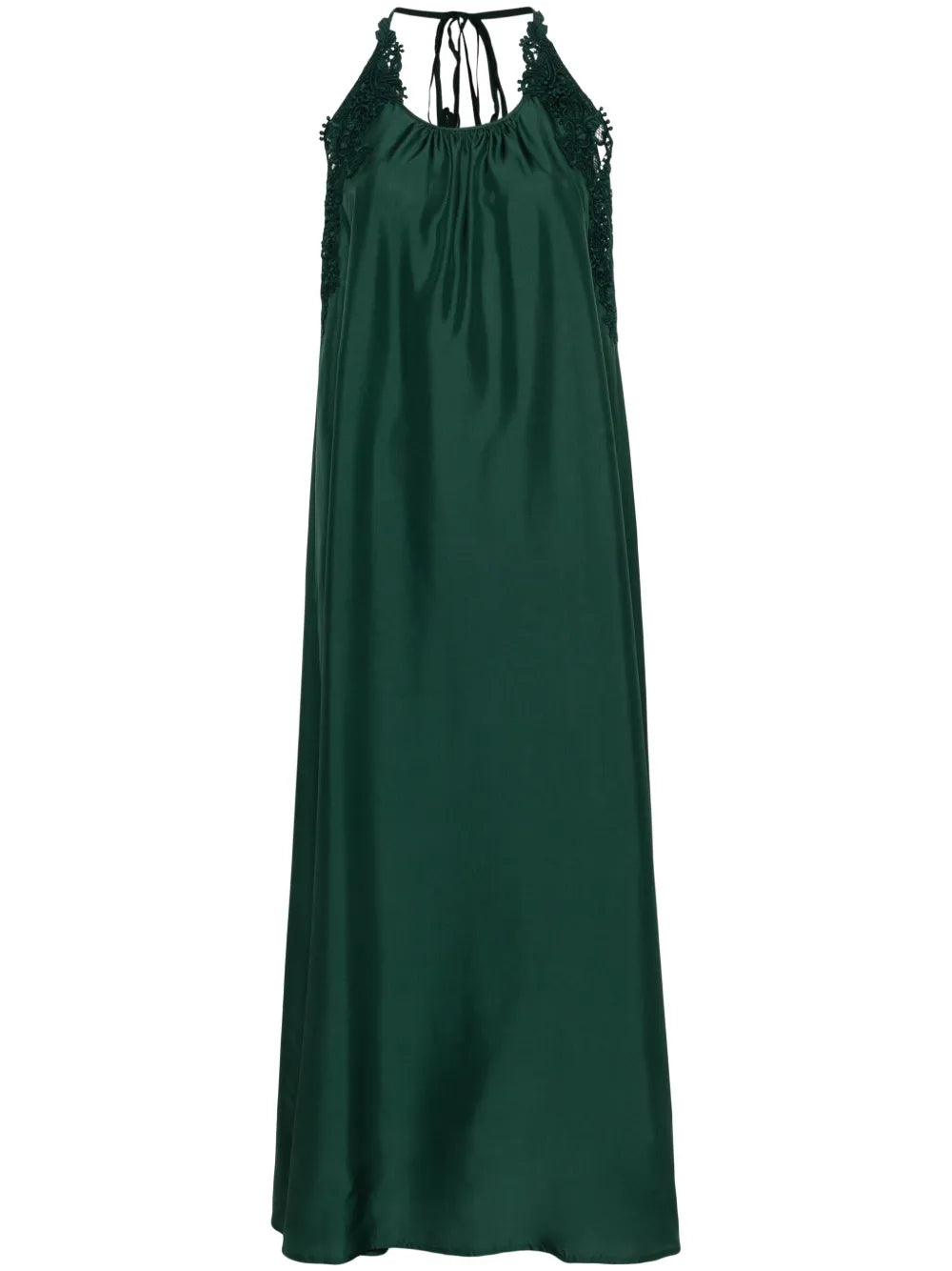Floral-Lace Silk Maxi Dress