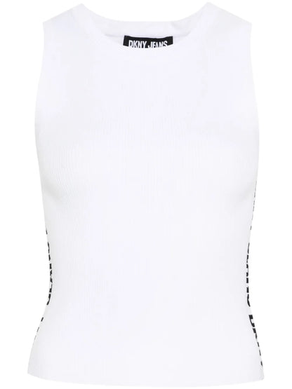 Jacquard-Logo Ribbed Top