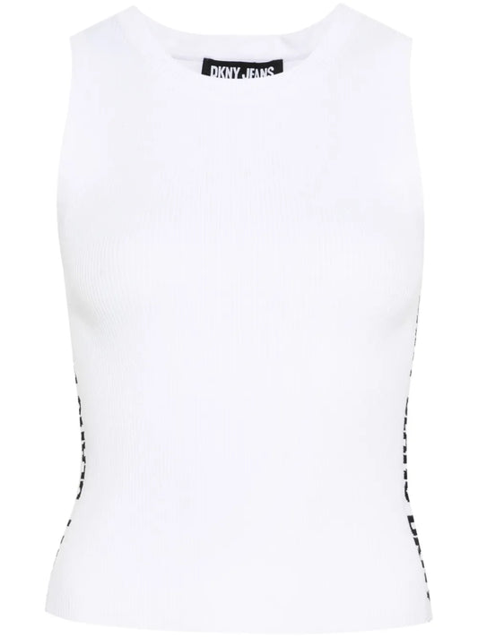Jacquard-Logo Ribbed Top