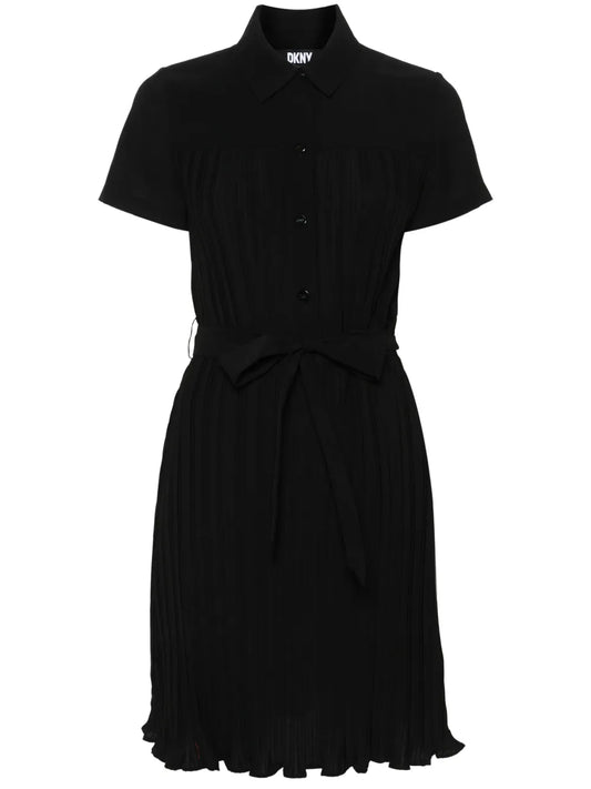 Belted Plissé Mini Dress