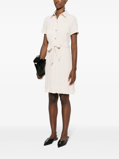 Belted Plissé Mini Dress