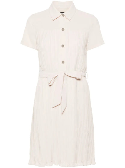 Belted Plissé Mini Dress