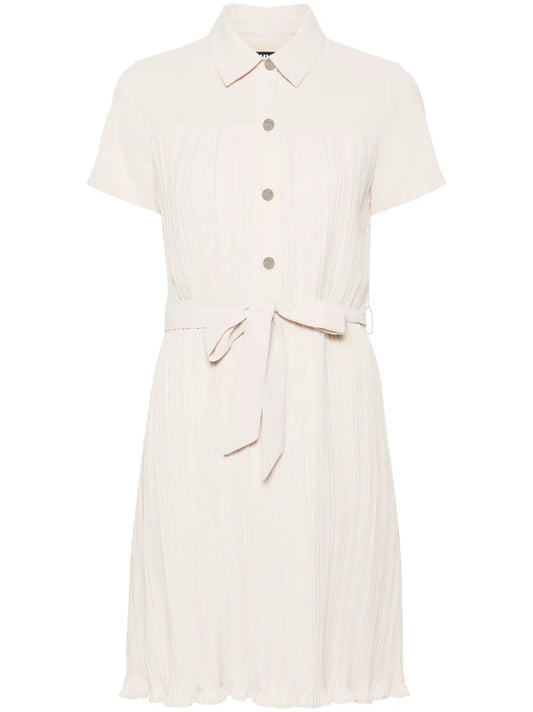 Belted Plissé Mini Dress