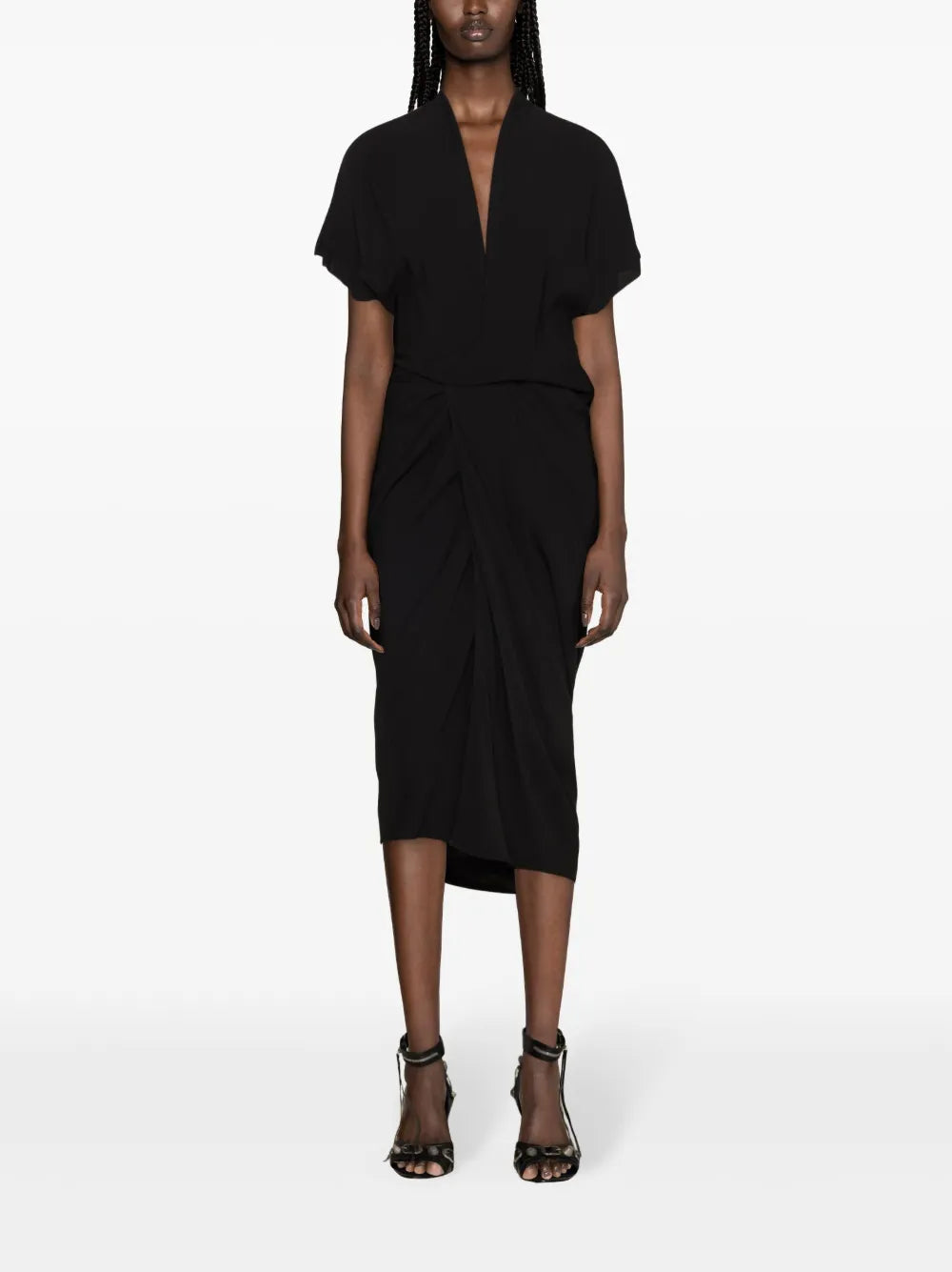 V-Neck Wrap Midi Dress