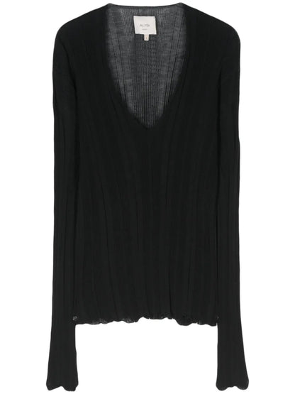 V-Neck Ribbed Top