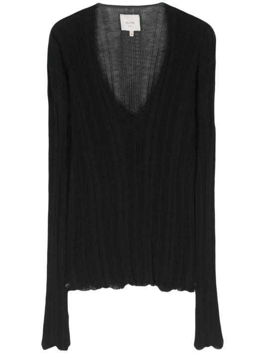 V-Neck Ribbed Top