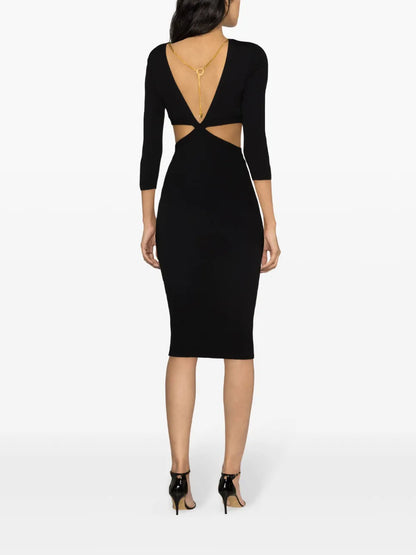 Cut-Out Ribbed Midi Dress