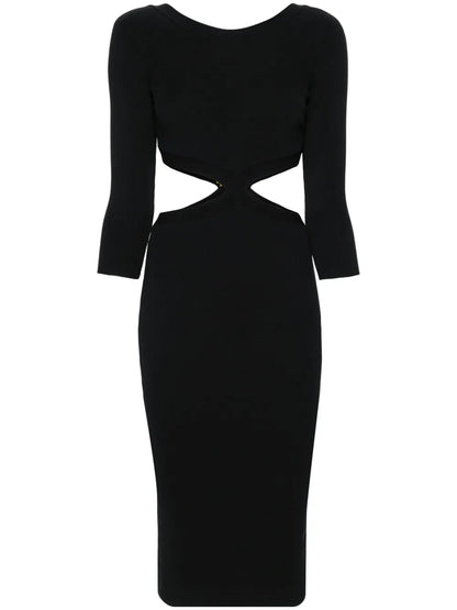 Cut-Out Ribbed Midi Dress