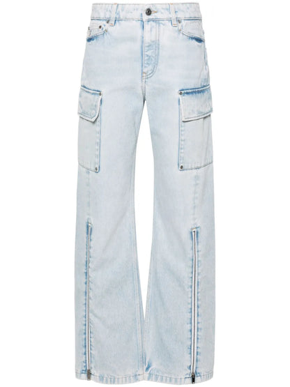Mid-Rise Wide-Leg Cargo Jeans