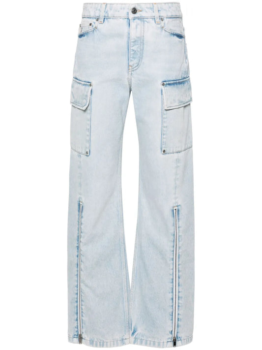 Mid-Rise Wide-Leg Cargo Jeans