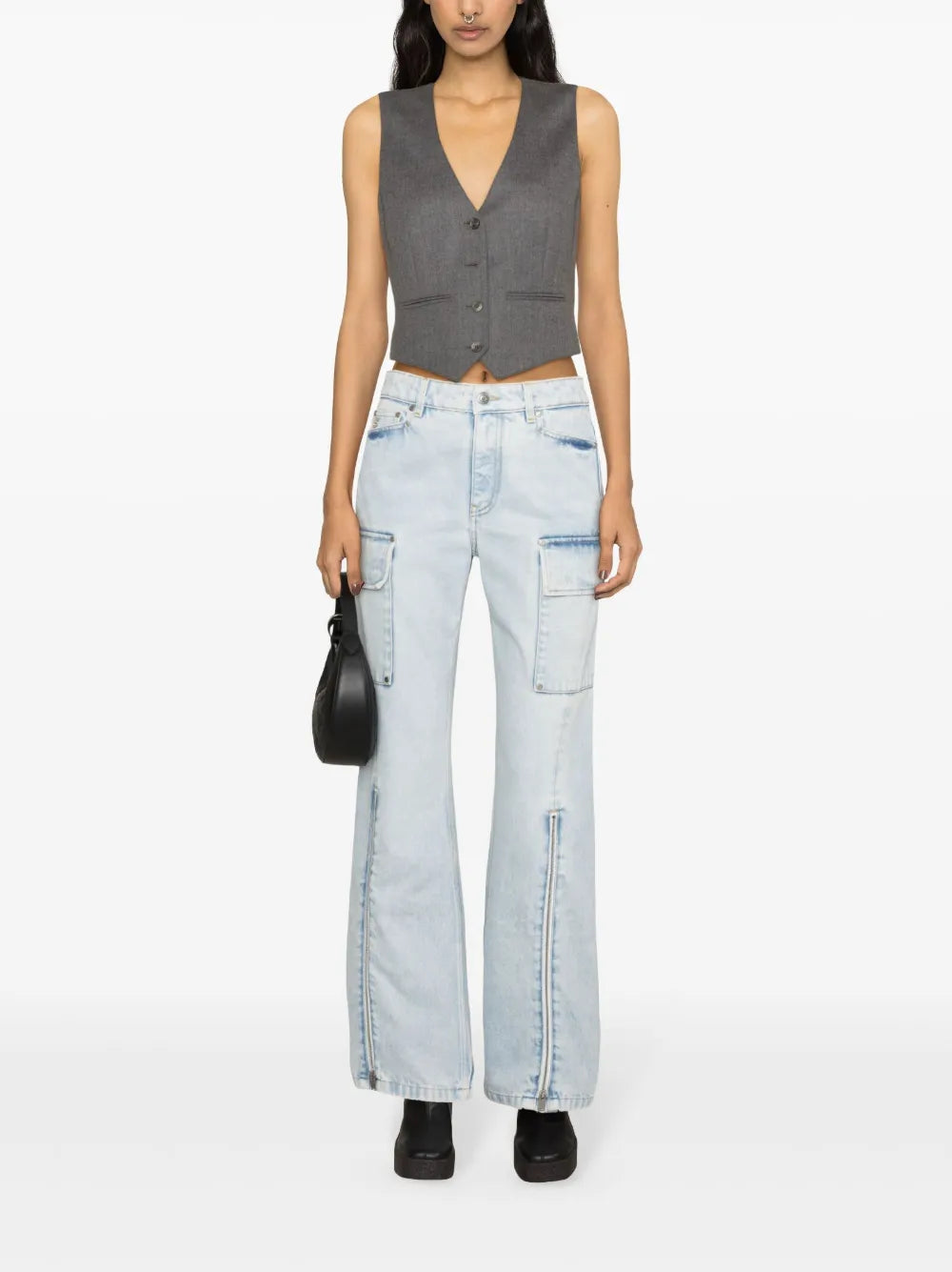 Mid-Rise Wide-Leg Cargo Jeans
