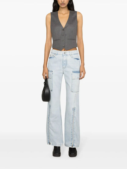 Mid-Rise Wide-Leg Cargo Jeans