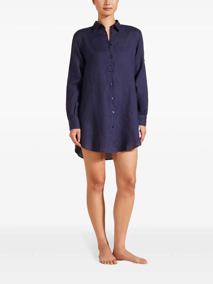 Fragance Linen Shirt Mini Dress