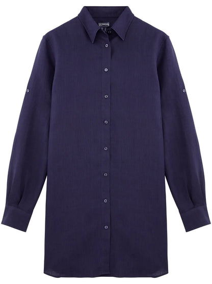 Fragance Linen Shirt Mini Dress