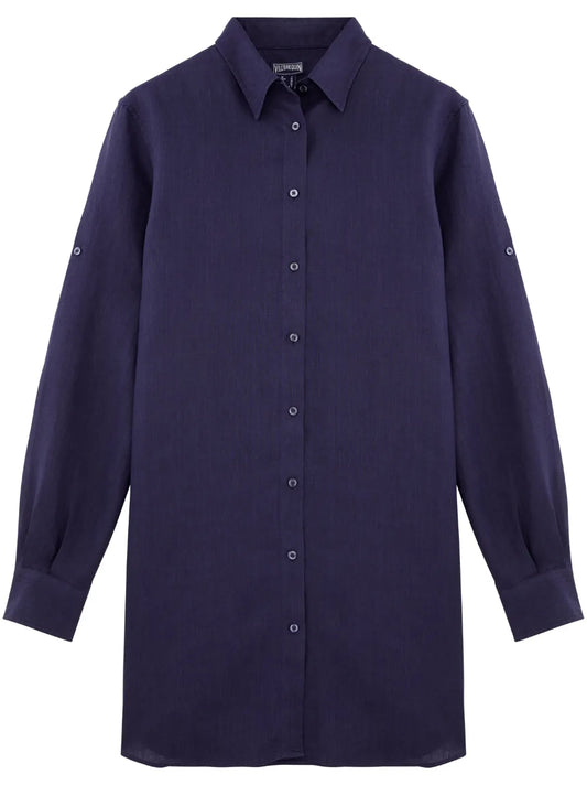 Fragance Linen Shirt Mini Dress