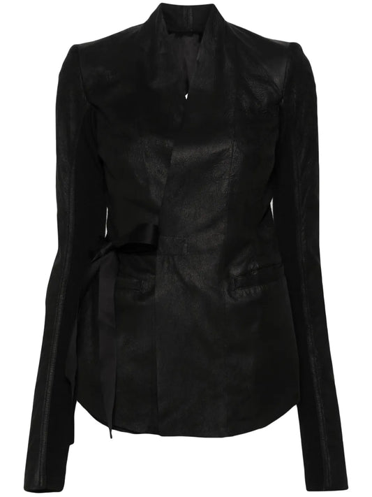 Cracked-Effect Leather Jacket