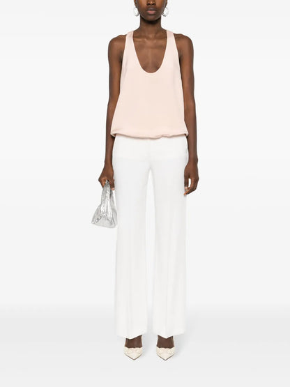 Elasticated Hem Silk Sleeveless Top