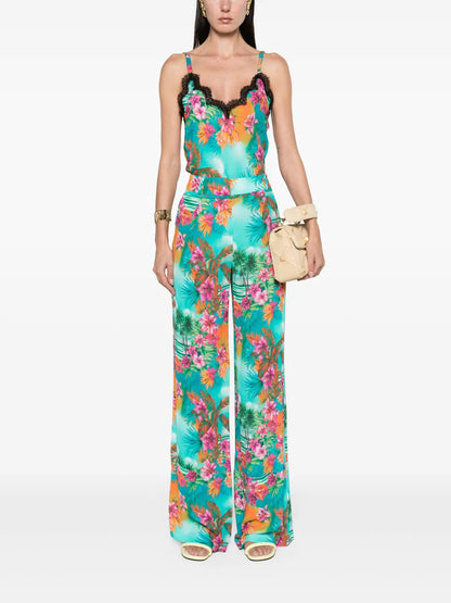 Hawaii-Print Crepe Tank Top