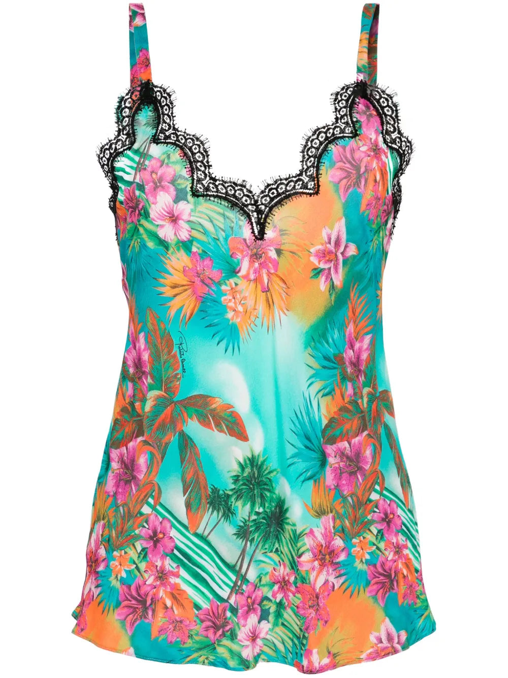 Hawaii-Print Crepe Tank Top