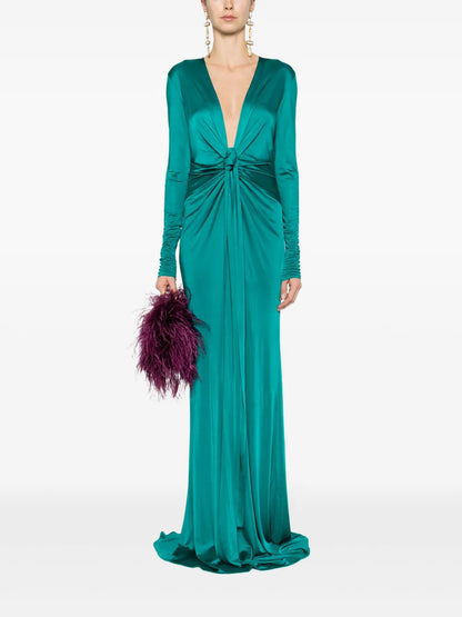 Plunging Concealedv-Neck Gown