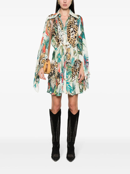 Jungle-Print Crepe Minidress