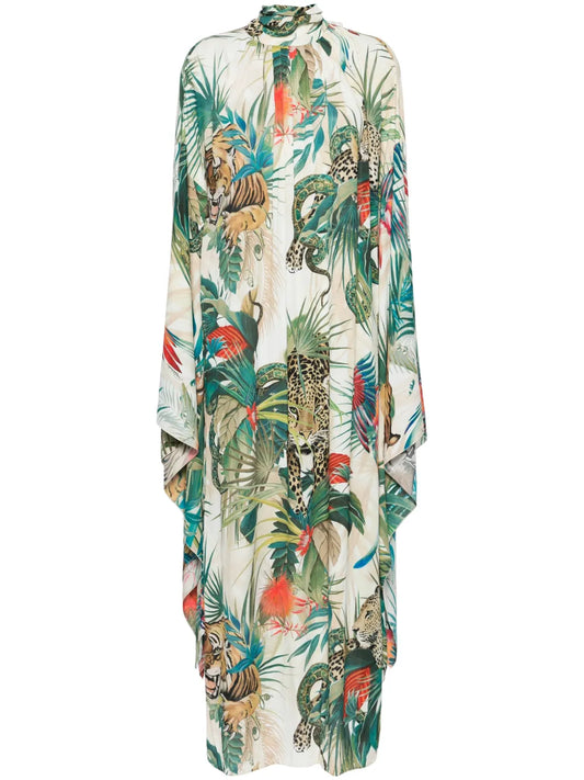 Jungle-Print Crepe Maxi Dress