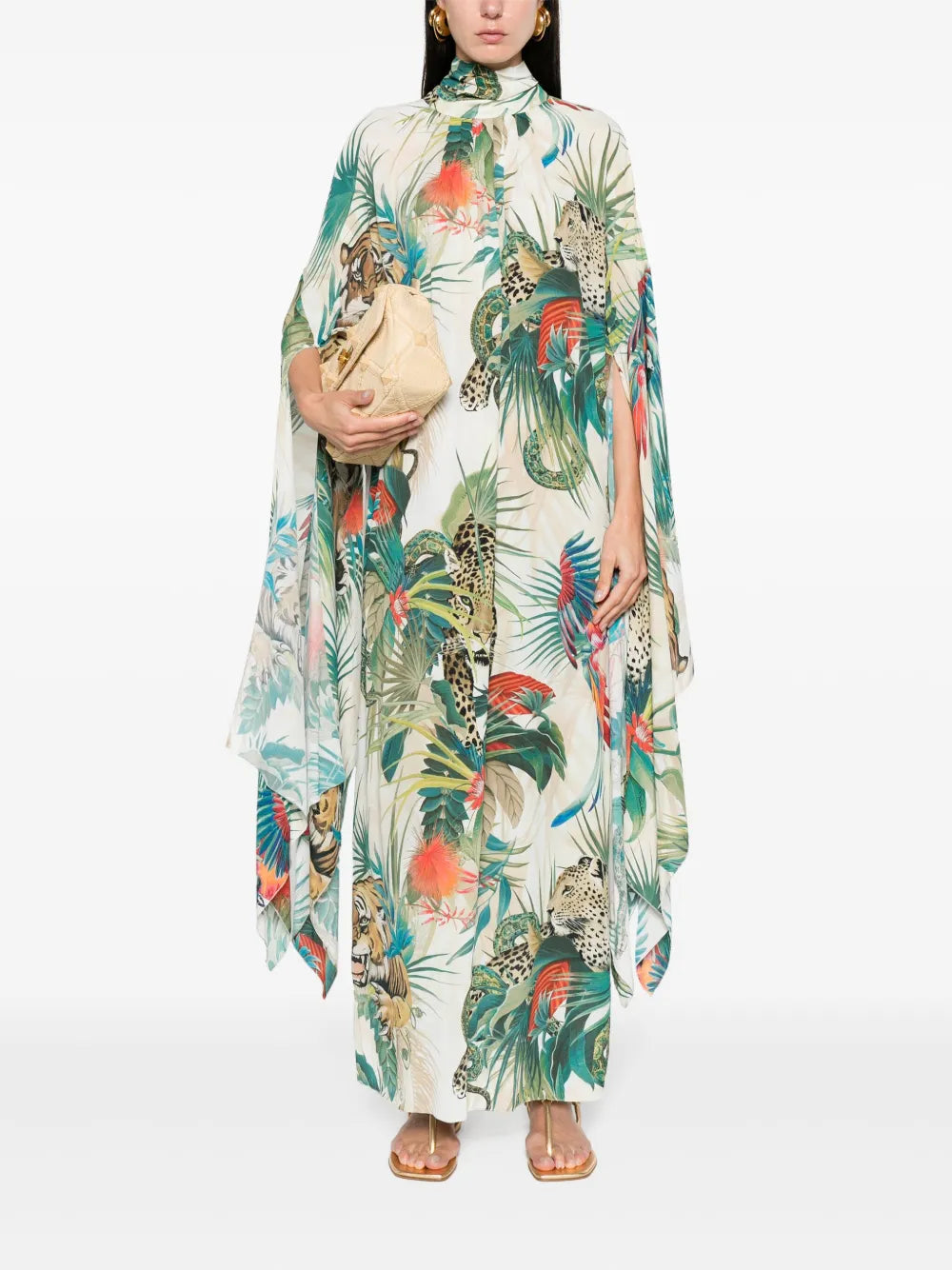 Jungle-Print Crepe Maxi Dress