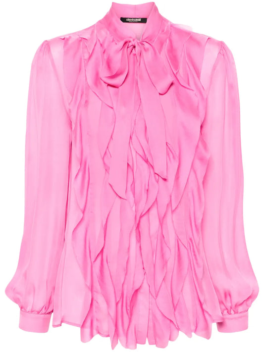 Ruffled Pussy-Bow Shirt