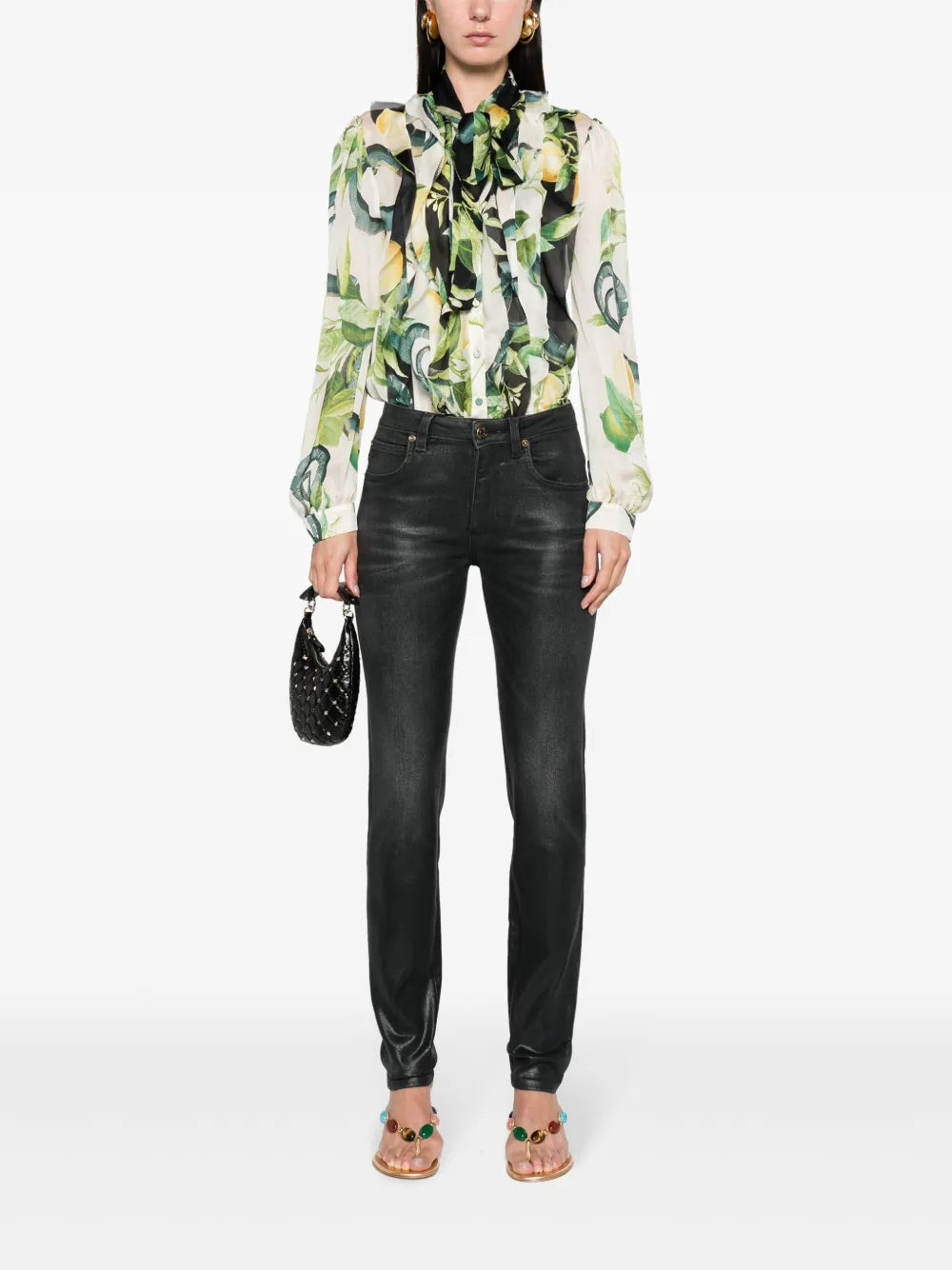 Lemon-Print Silk Shirt