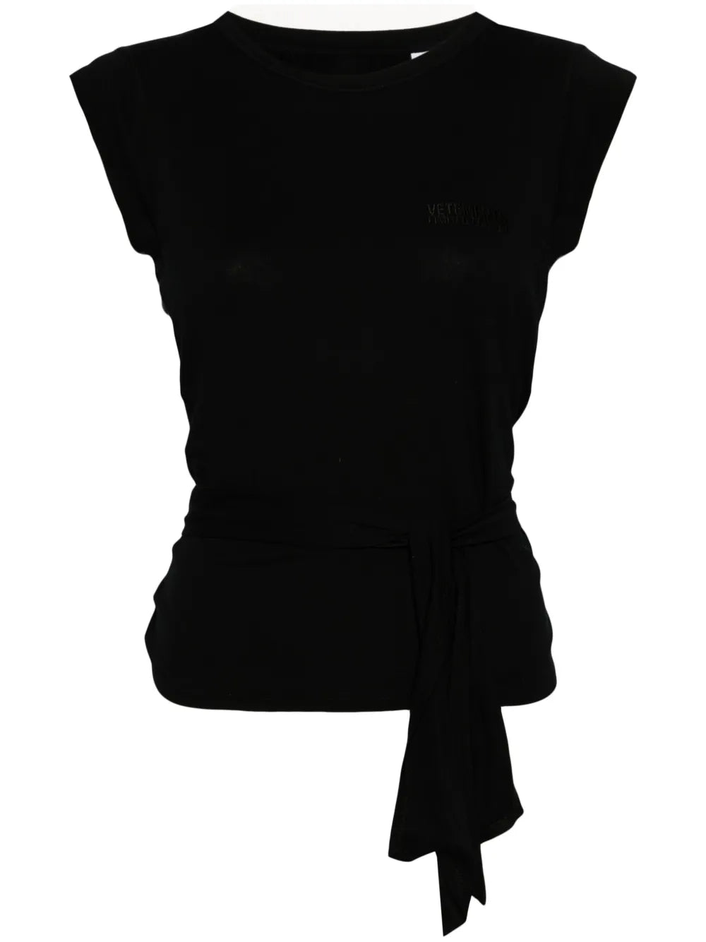 Strap-Detail Cap-Sleeves T-Shirt