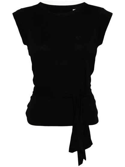 Strap-Detail Cap-Sleeves T-Shirt