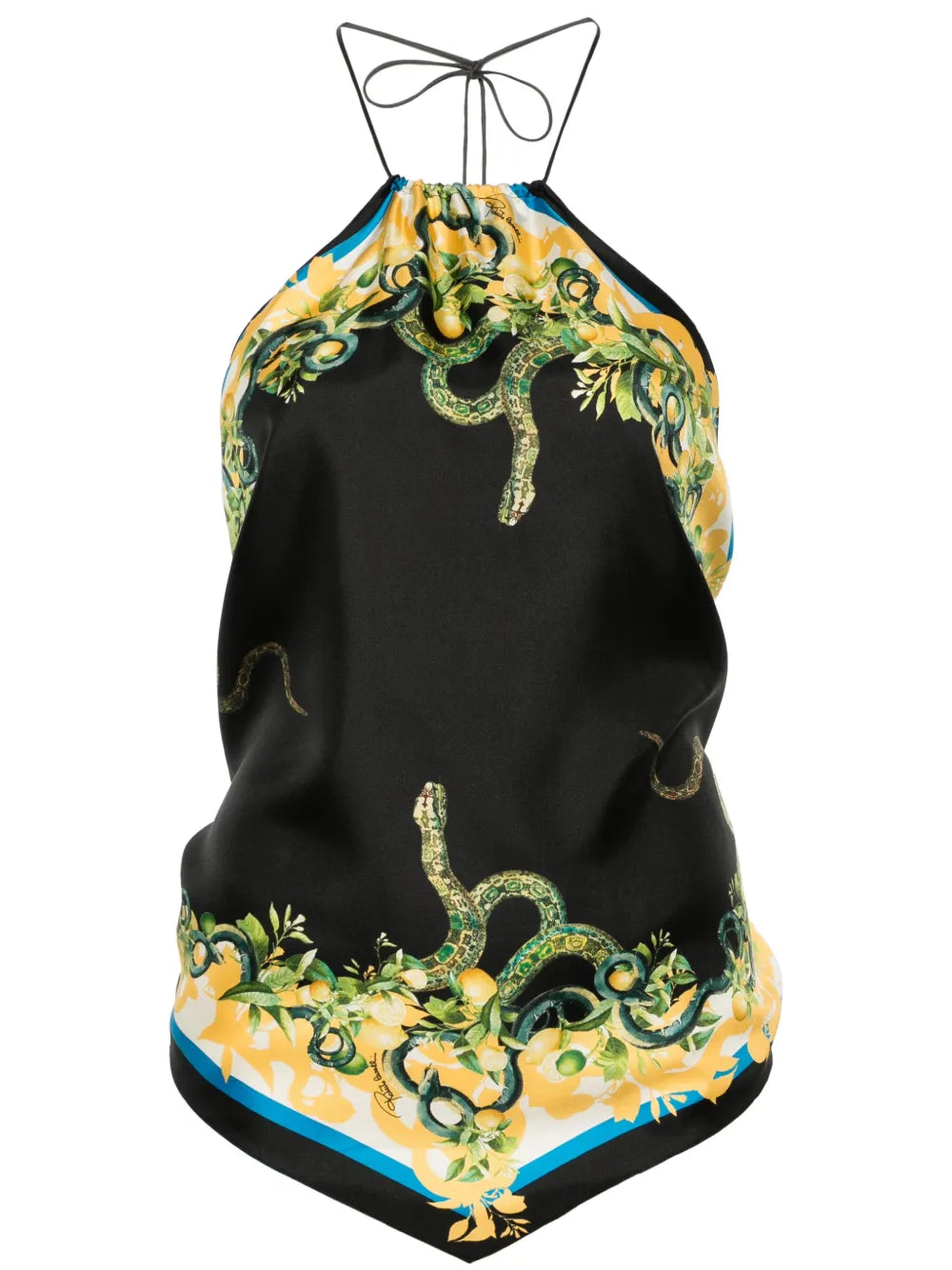 Snake-Print Halterneck Top