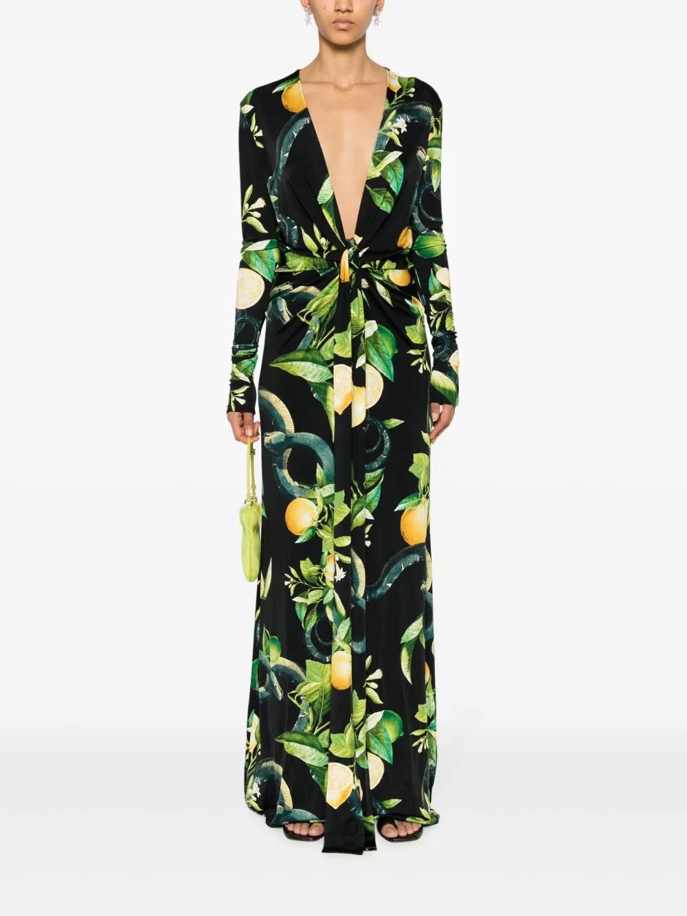 Lemon-Print Jersey Maxi Dress