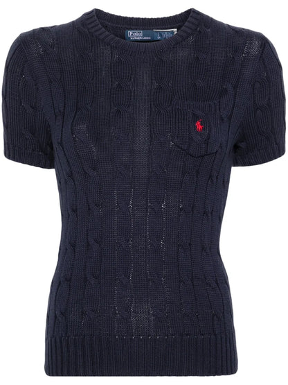 Embroidered-Logo Cable-Knit T-Shirt