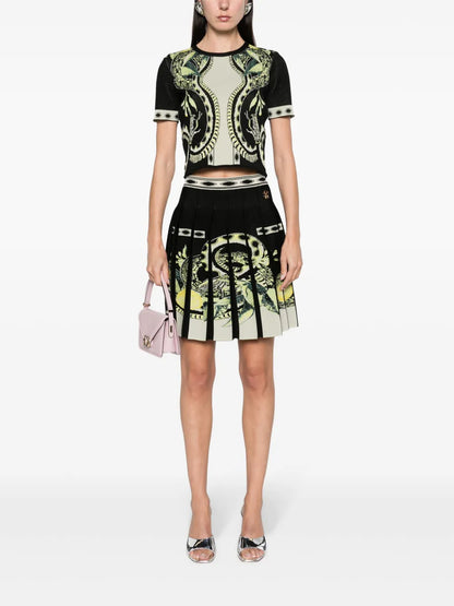 Lemon-Print Jacquard Cropped Top