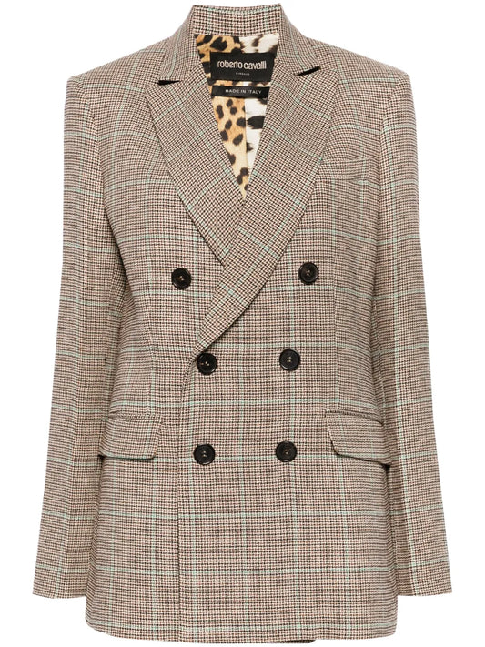 Houndstooth Double-Breasted Blazer