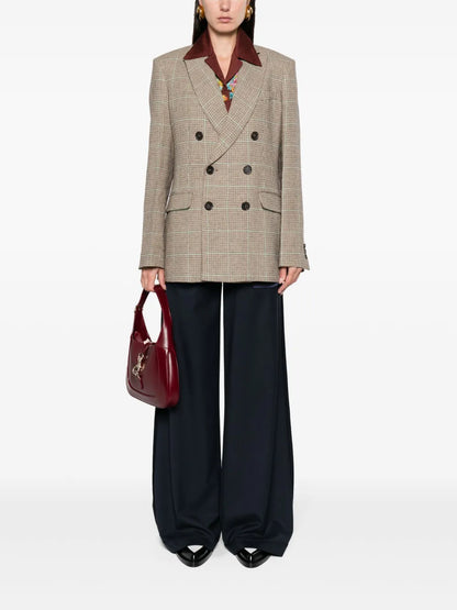 Houndstooth Double-Breasted Blazer