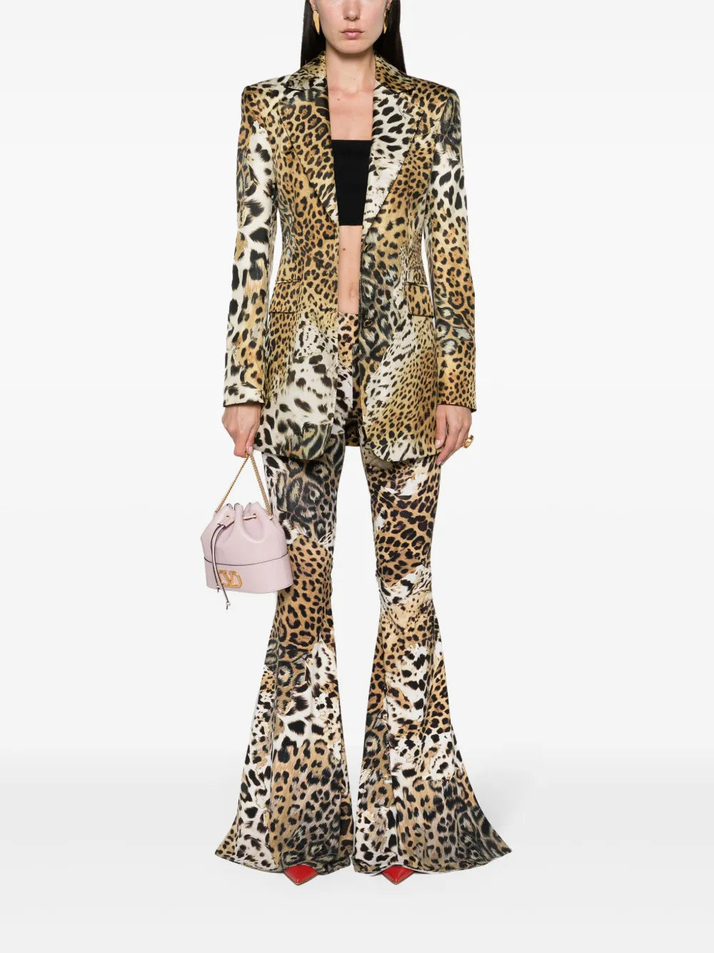 Jaguar Skin-Print Silk Blazer