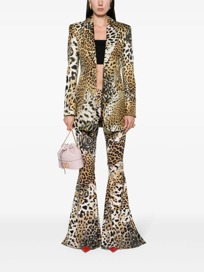 Jaguar Skin-Print Silk Blazer