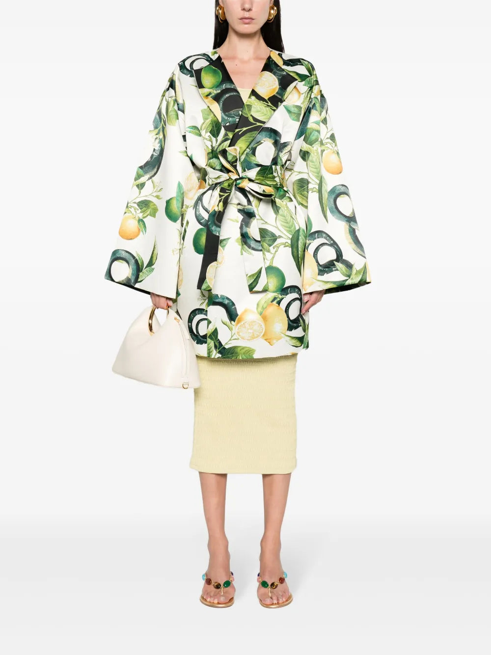 Lemon-Print Silk Coat