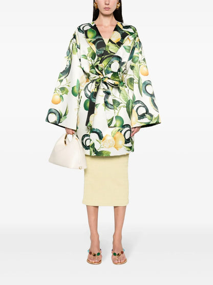 Lemon-Print Silk Coat