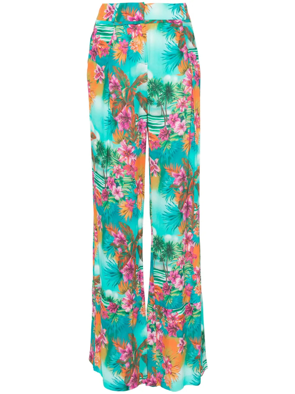High-Waist Palazzo Crepe Trousers