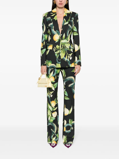 Lemon-Print Tailored Trousers