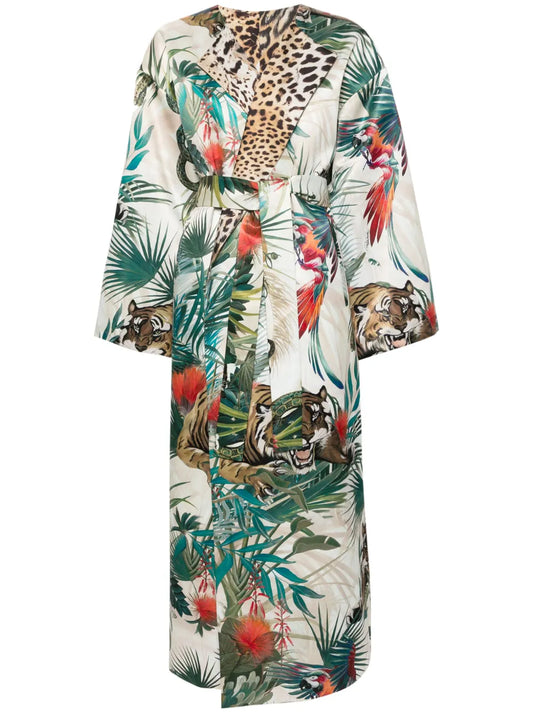 Jungle-Print Belted Coat