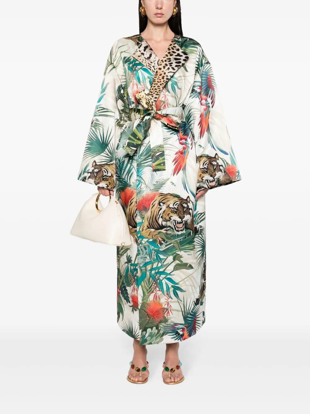 Jungle-Print Belted Coat