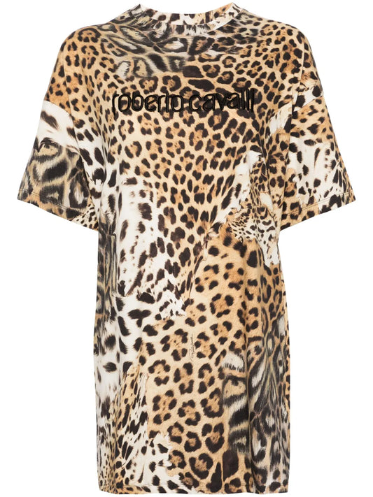 Jaguar Skin-Print T-Shirt Minidress