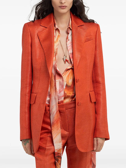 Double-Breasted Textured Blazer