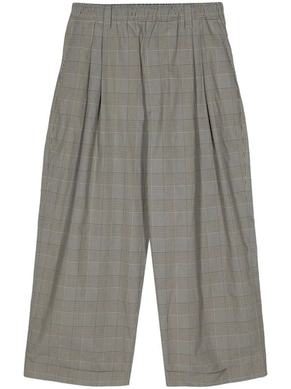 Plaid-Check Cotton Trousers
