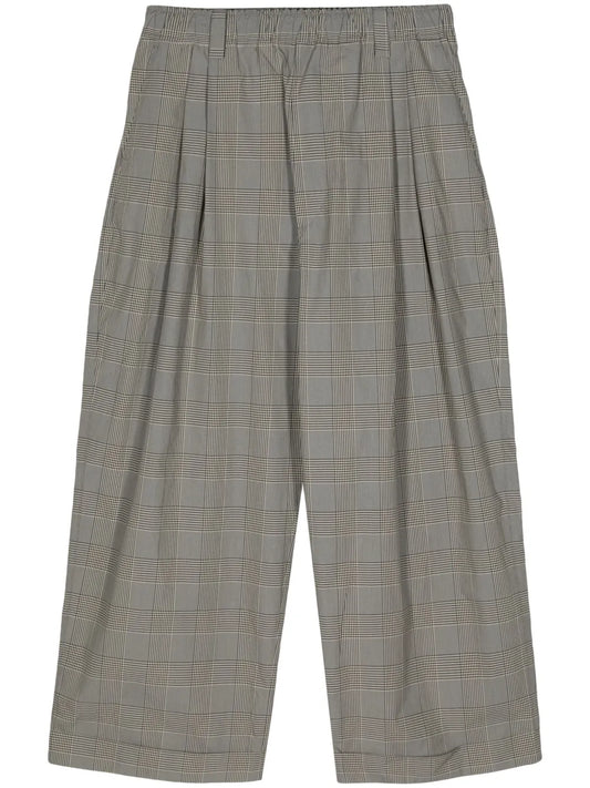 Plaid-Check Cotton Trousers